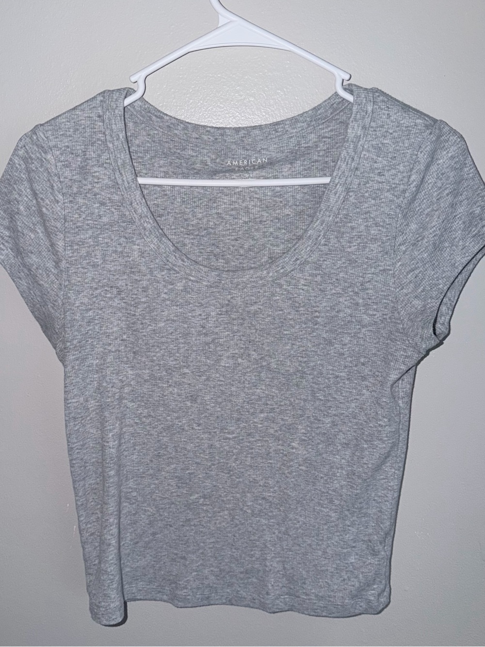 American Eagle Outfitters Light Heather Gray Scoop Neck Tee